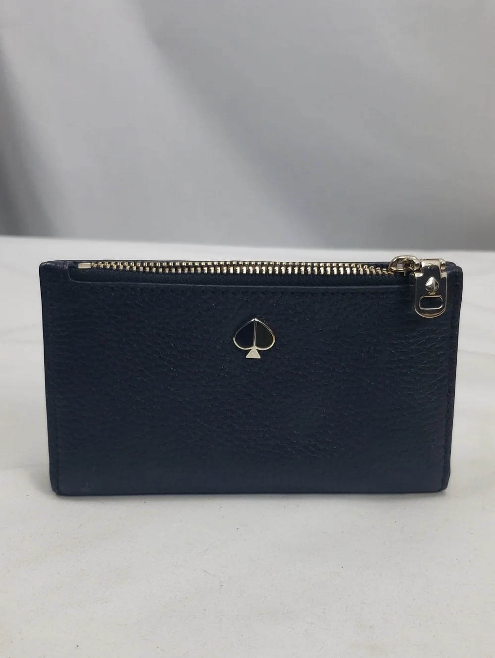 Kate Spade Black Pebbled Leather Zip Card Case Small Wallet